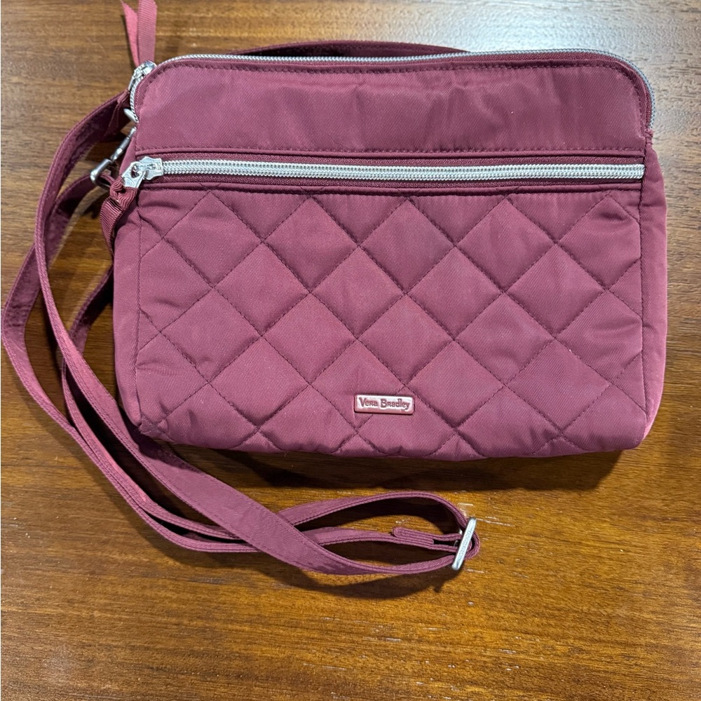 Vera Bradley Raisin Triple Compartment Crossbody Performance Twill